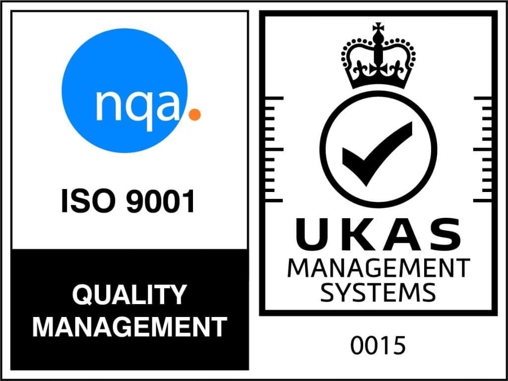 NQA ISO 9001 Quality Management and UKAS Management Systems certification marks.